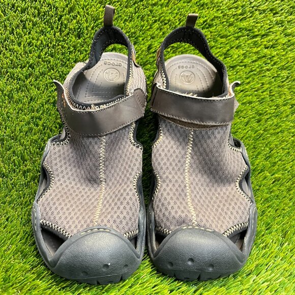 Crocs Swiftwater Mens Size 11 Brown Black Beach Walking Fisherman Sandals Shoes main image 8